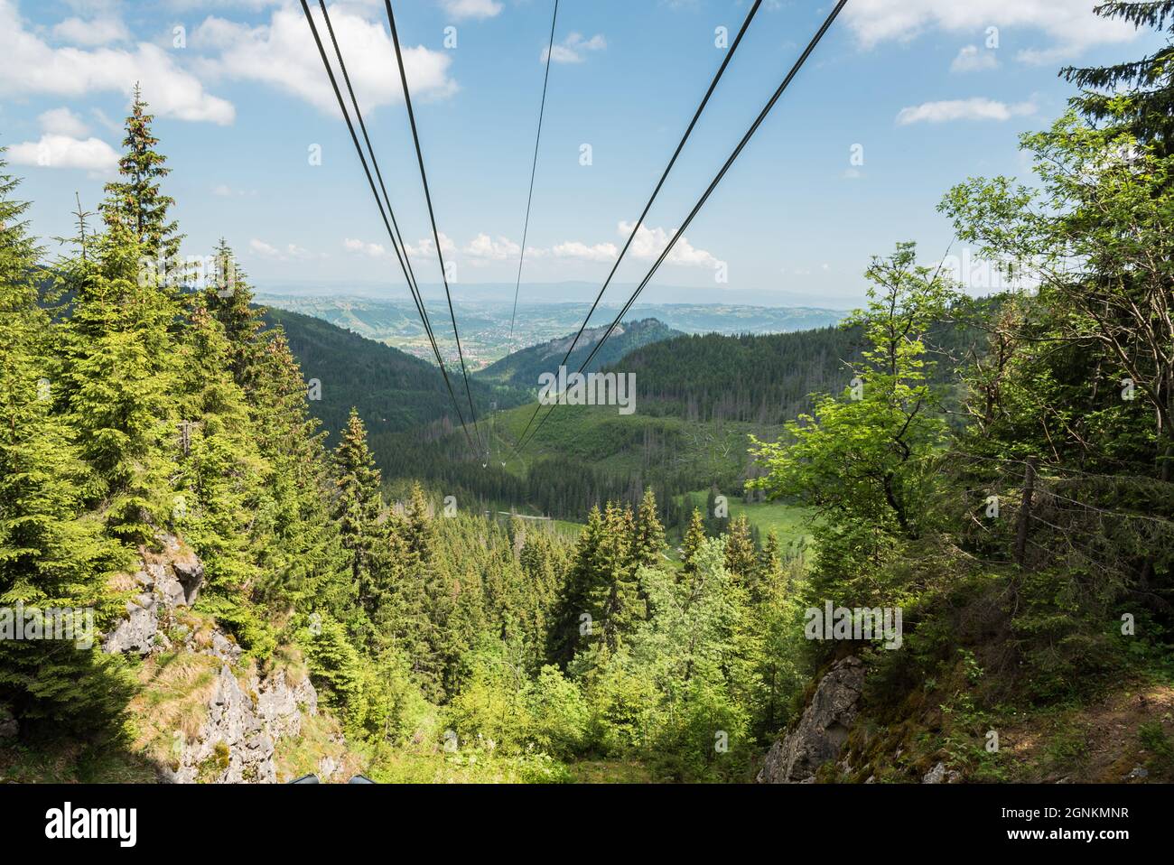Trajet en téléphérique jusqu'au sommet de Kasprowy Wierch en Pologne Banque D'Images