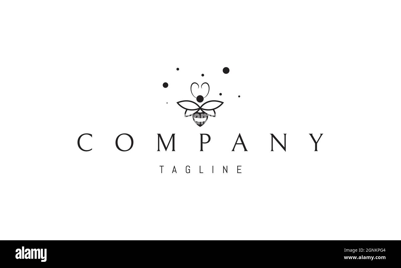 Logo vectoriel sur lequel une image abstraite d'une abeille mignonne dans un style puéril. Illustration de Vecteur