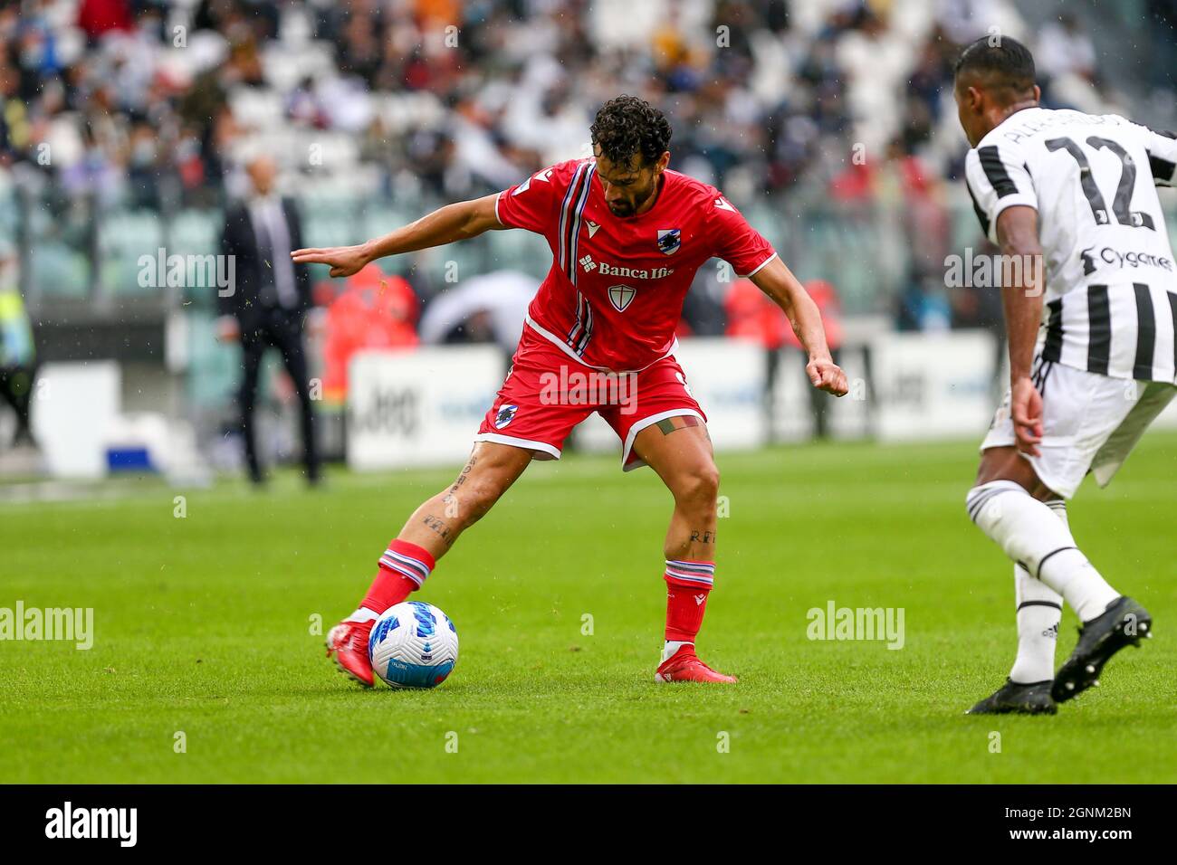 TURIN, ITALIE, 26 SEPTEMBRE 2021. Antonio Candreva d'UC Sampdoria lors du match entre Juventus FC et UC Sampdoria le 26 septembre 2021 au stade Allianz de Turin, Italie. Crédit: Massimiliano Ferraro/Medialys Images/Alay Live News Banque D'Images