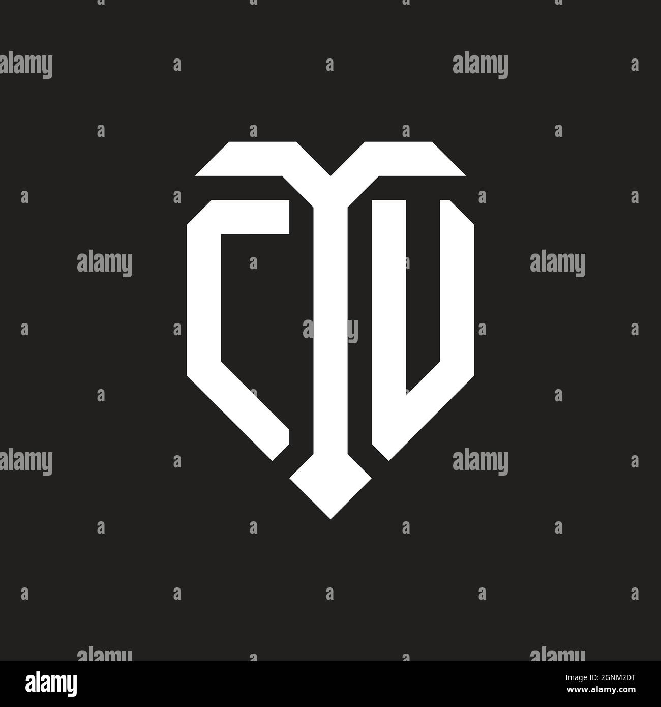 Logo CY avec logo en forme d'orange blanc de bouclier modèle isolé sur fond noir Illustration de Vecteur