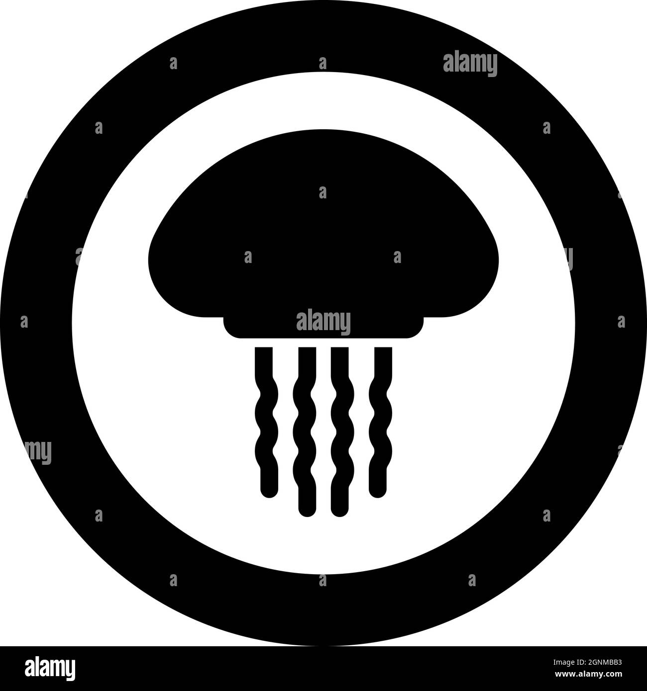 Méduse animal marin medusa icône sous-marine en cercle rond noir couleur vecteur illustration solide style de contour simple image Illustration de Vecteur