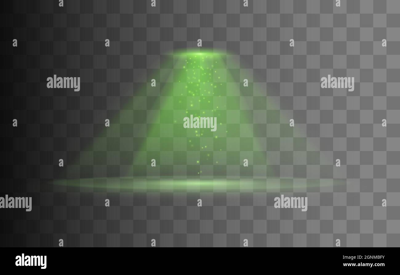 Faisceau lumineux OVNI isolé sur fond transparent. Voyant vert. Illustration vectorielle Illustration de Vecteur