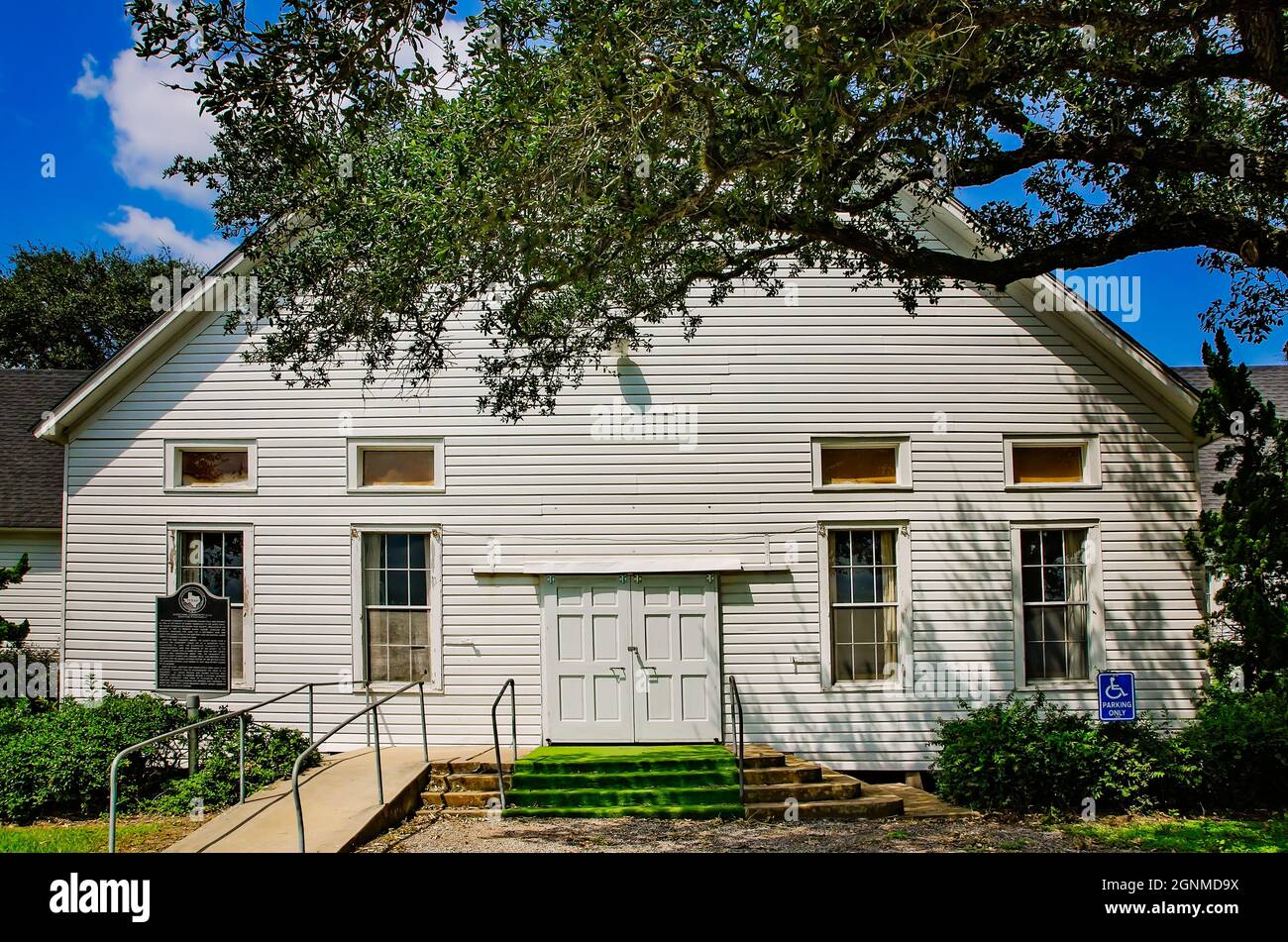Le Danevang Community Hall (Danevang Forsamlingssus) est photographié, le 3 septembre 2017, à Danevang, Texas. La salle communautaire a été construite en 1895. Banque D'Images