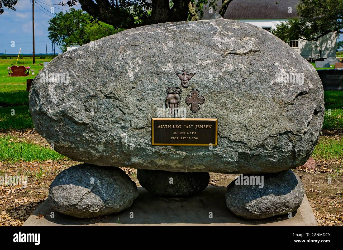 La tombe du colon danois Alvin Leo Jensen est photographiée dans le cimetière de l'église luthérienne de Danevang, le 3 septembre 2017, à Danevang, Texas. Banque D'Images