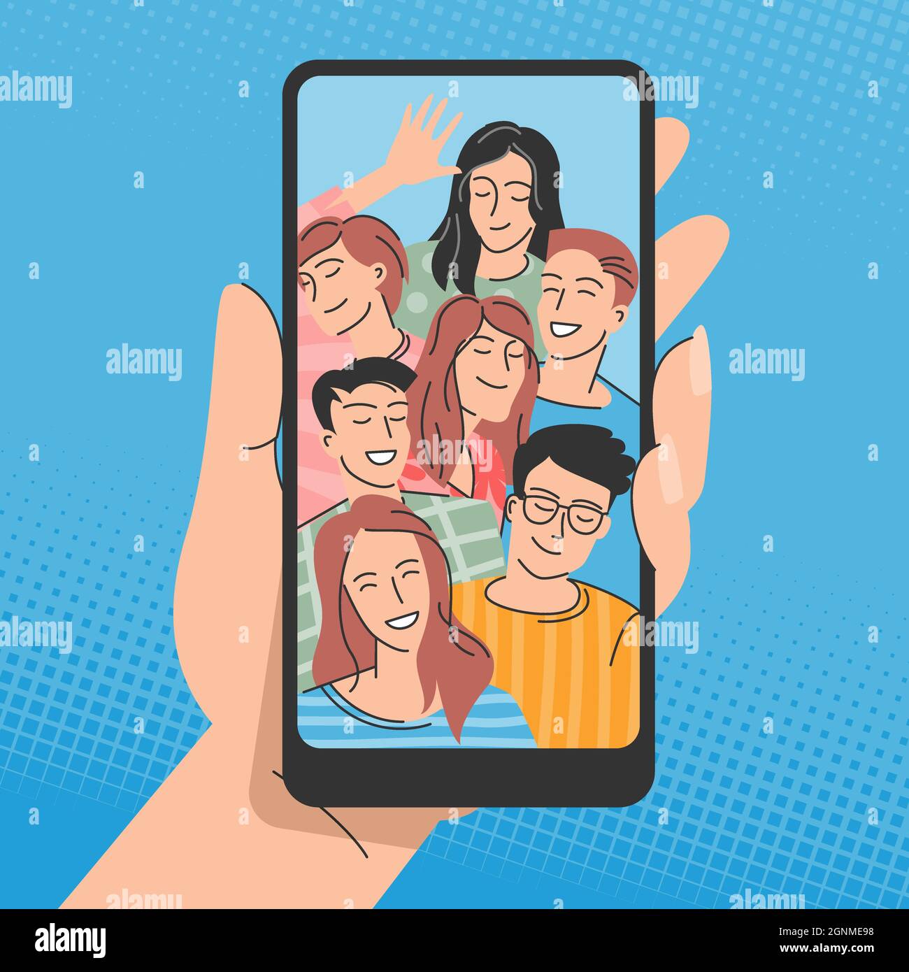 Les jeunes posant pour selfies Illustration de Vecteur