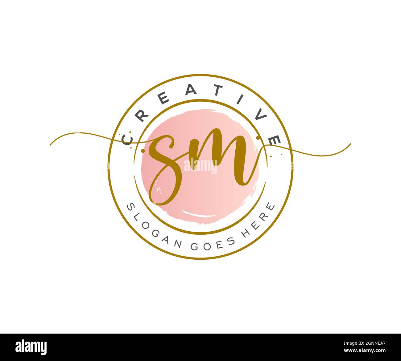 SM logo féminin beauté monogramme et élégant logo design, écriture logo de la signature initiale, mariage, mode, floral et botanique avec la création Illustration de Vecteur