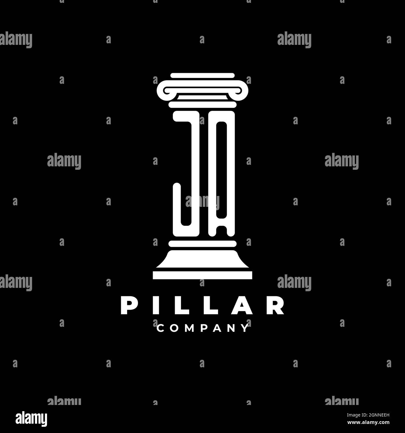 JA Monogram logo lettre piliers forme avocat style vecteur, société d'avocats isolé dans fond noir Illustration de Vecteur