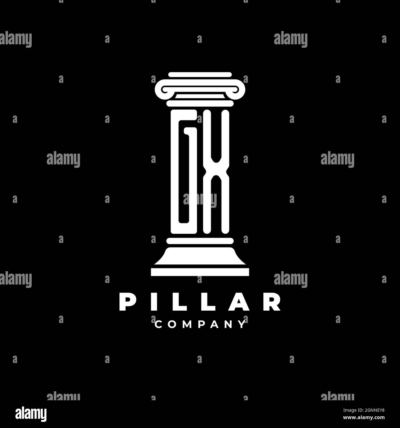 GX Monogram logo lettre piliers forme avocat style vecteur, société d'avocats isolé dans fond noir Illustration de Vecteur