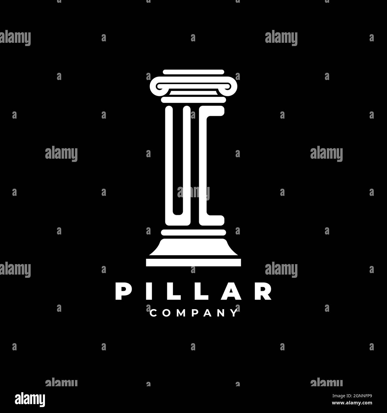 UC Monogram logo lettre piliers forme avocat style vecteur, entreprise d'avocats isolé dans fond noir Illustration de Vecteur