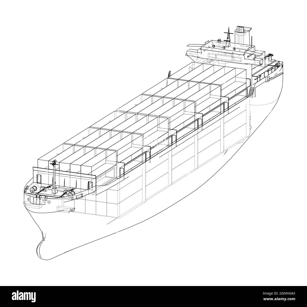 D'un cargo avec des conteneurs. Vector Illustration de Vecteur