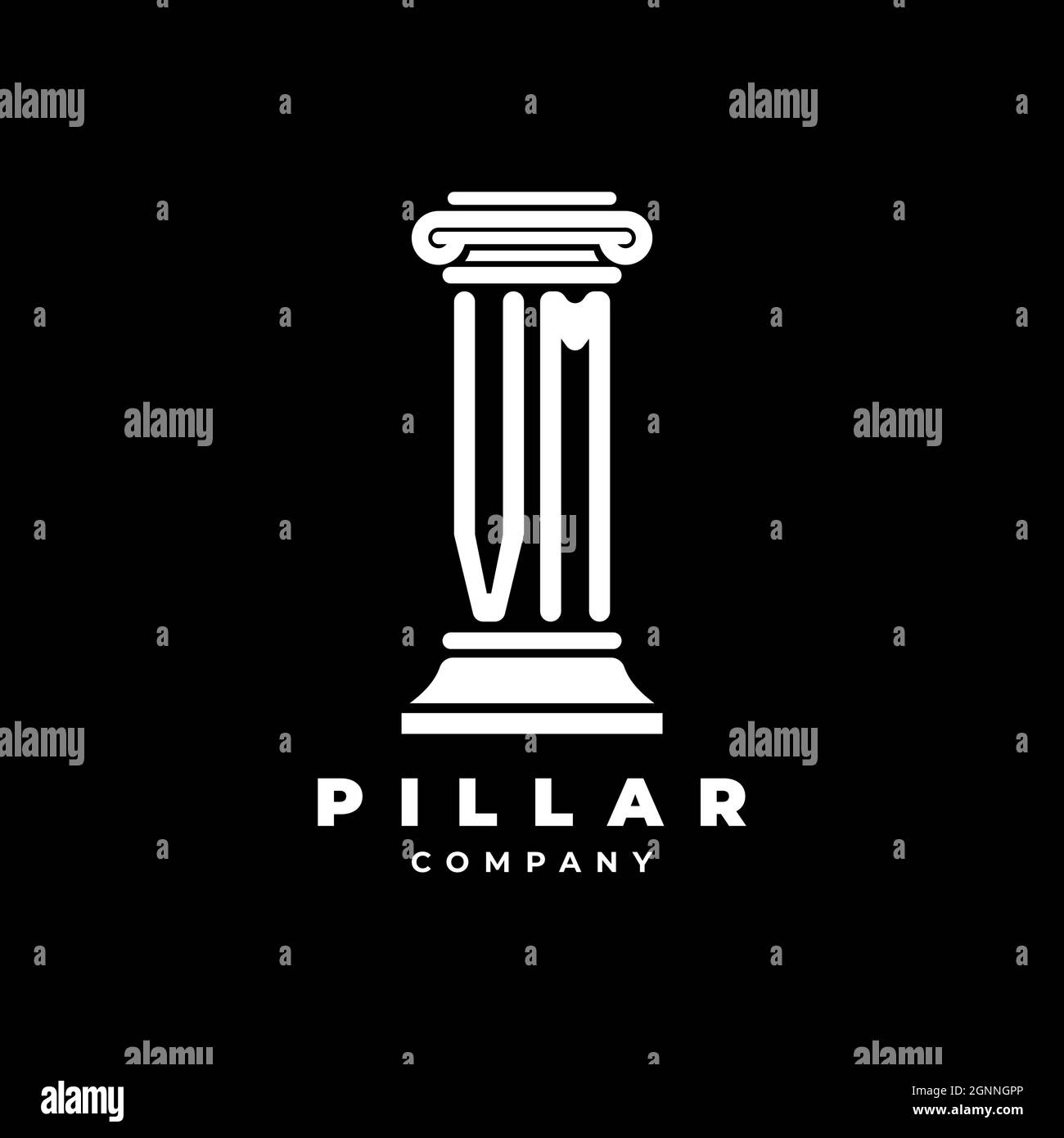 VM Monogram logo lettre piliers forme avocat style vecteur, société d'avocats isolé dans fond noir Illustration de Vecteur