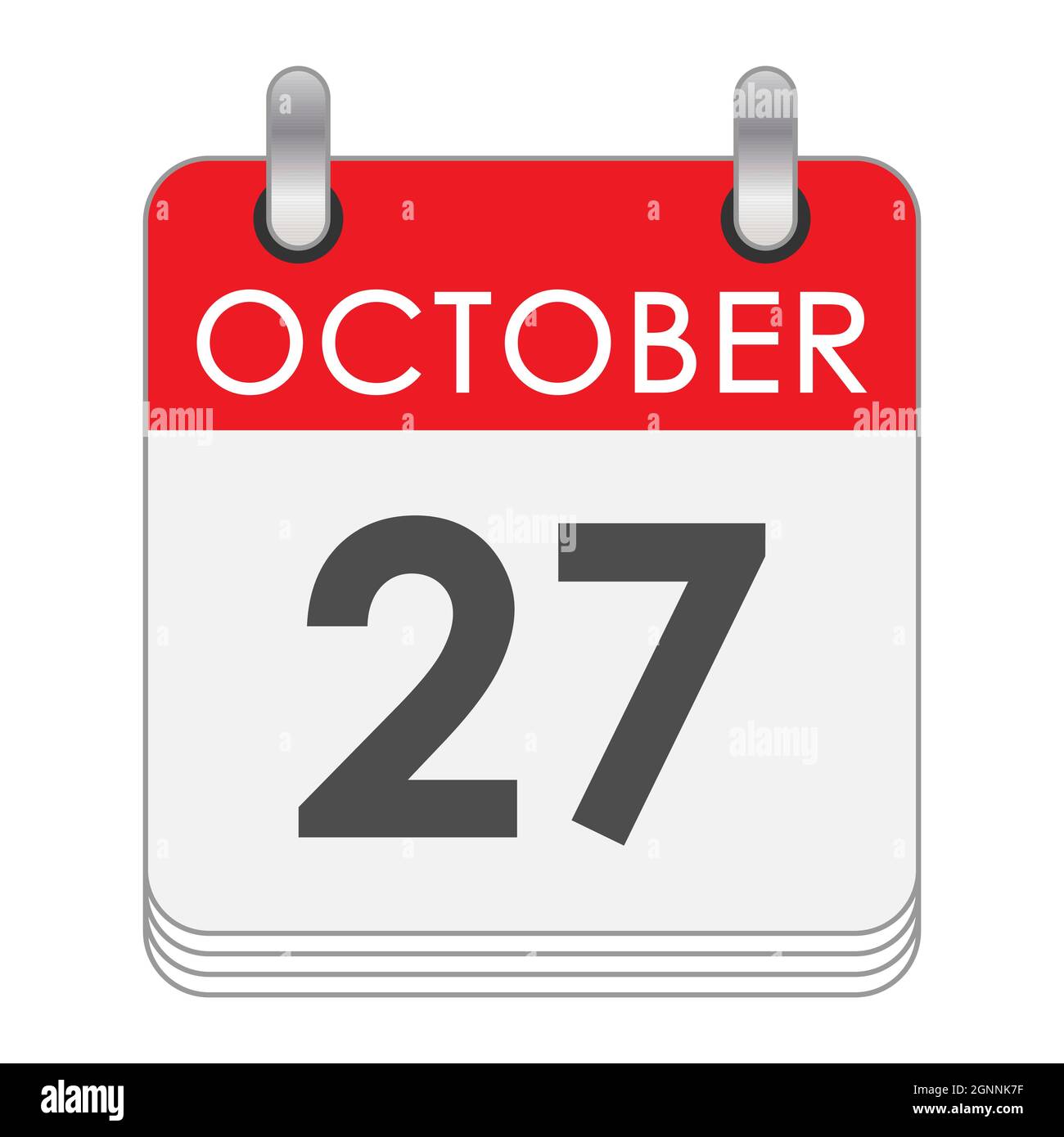Octobre 27. Une feuille du calendrier de flip avec la date du 27 octobre.  Style plat Image Vectorielle Stock - Alamy