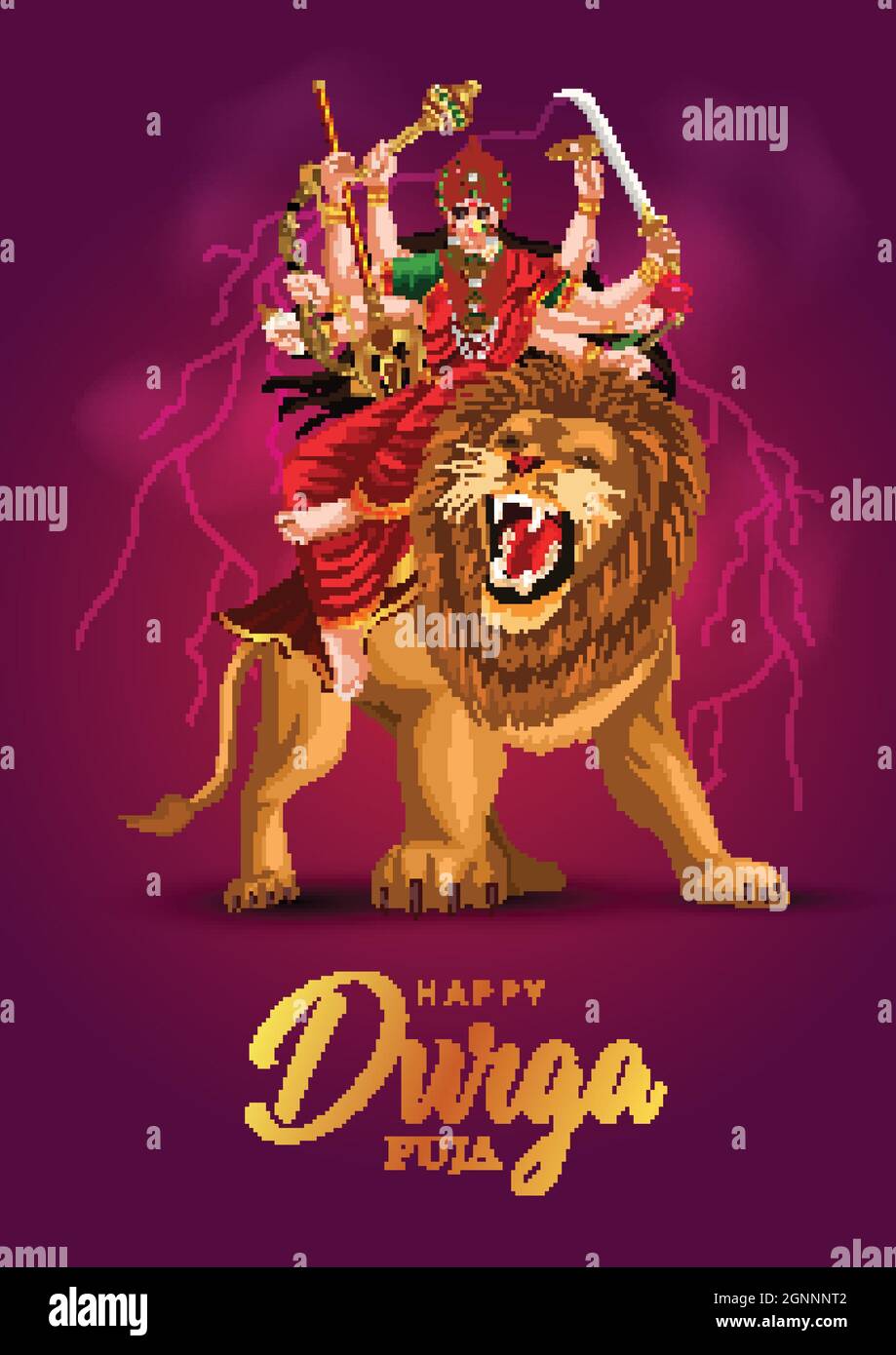 dieu indien Happy Durga Puja Subh Navratri arrière-plan. Vecteur illustration design Illustration de Vecteur