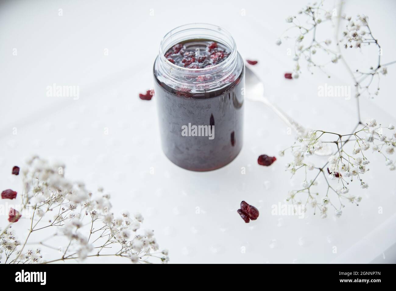 Produit de miel fermenté à la canneberge. Des aliments sains se préparent avant Noël. Traditions de recettes familiales. Produit de lacto-fermentation sain et durable avec bactéries. Une délicieuse recette. Mead activé Banque D'Images