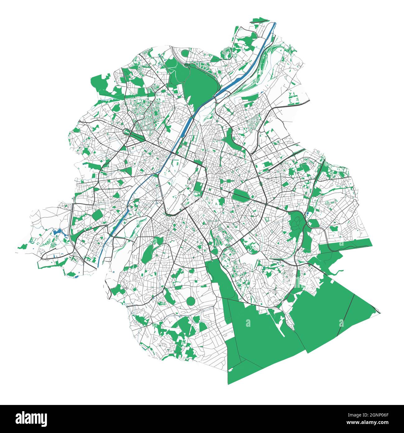 Carte de Bruxelles. Carte détaillée du quartier administratif de