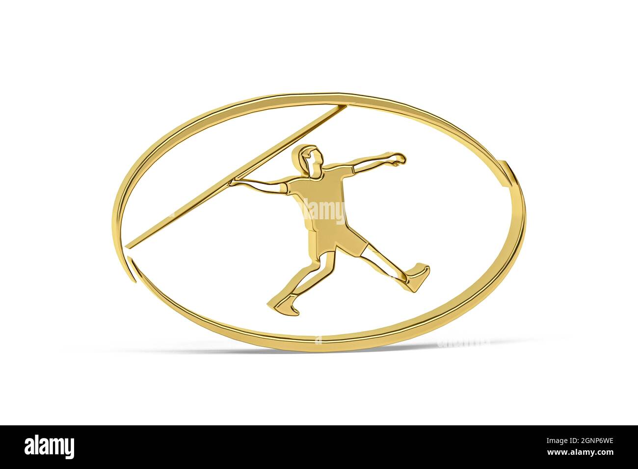 Golden 3d javelin lancer icône isolée sur fond blanc - rendu 3D Banque D'Images