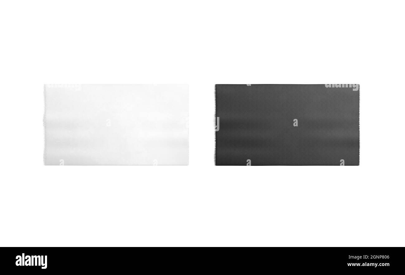 Maquette de moquette intérieure rectangulaire noir et blanc vierge, vue de dessus, rendu 3d. Tapis ou tapis de sol en fourrure vide, isolé. tissu décoratif transparent Banque D'Images