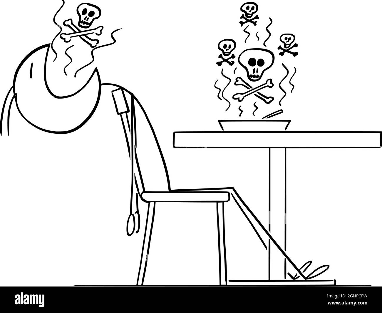 Mort de personnes après avoir manger des aliments toxiques ou contaminés , bâton de dessin vectoriel Figure Illustration Illustration de Vecteur