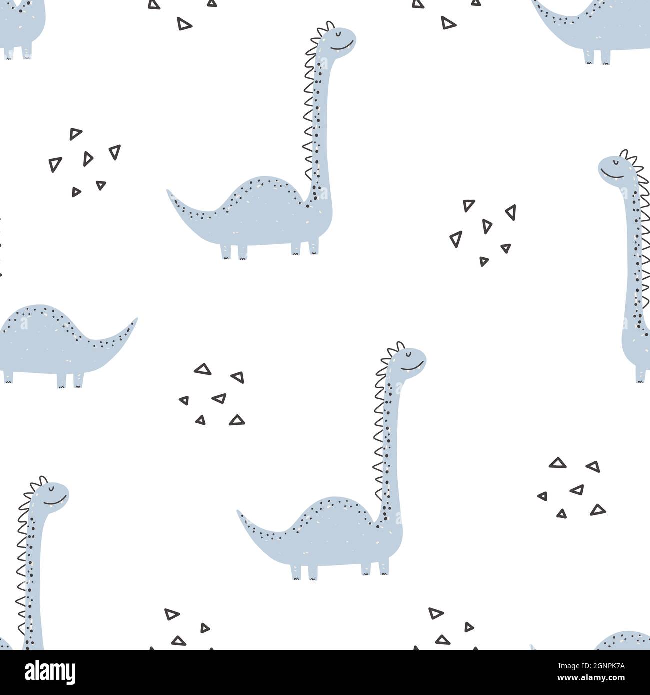 Joli motif dinosaure - motif dinosaure puéril sans couture dessiné à la main. Illustration vectorielle Illustration de Vecteur
