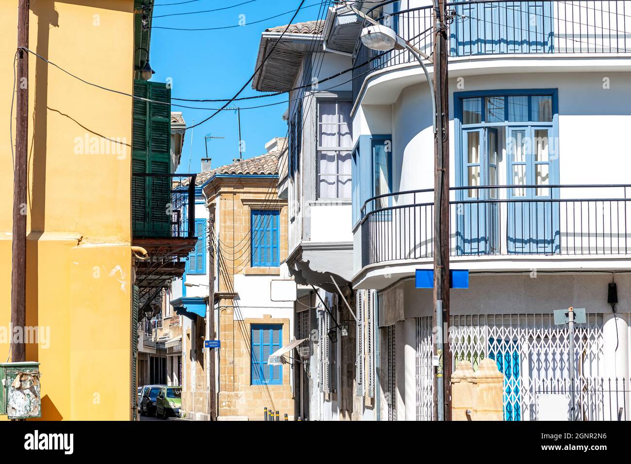 Vue sur les bâtiments historiques de la vieille ville de Nicosie, Chypre Banque D'Images