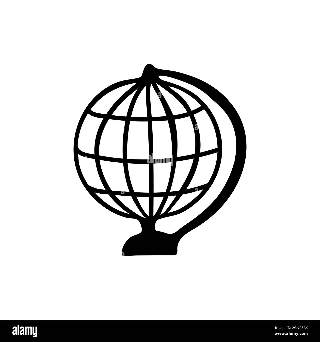 Globe terrestre de style Doodle dessiné à la main en vecteur. Illustration isolée sur fond blanc. Pour le design intérieur, le papier peint, l'emballage, l'affiche Illustration de Vecteur
