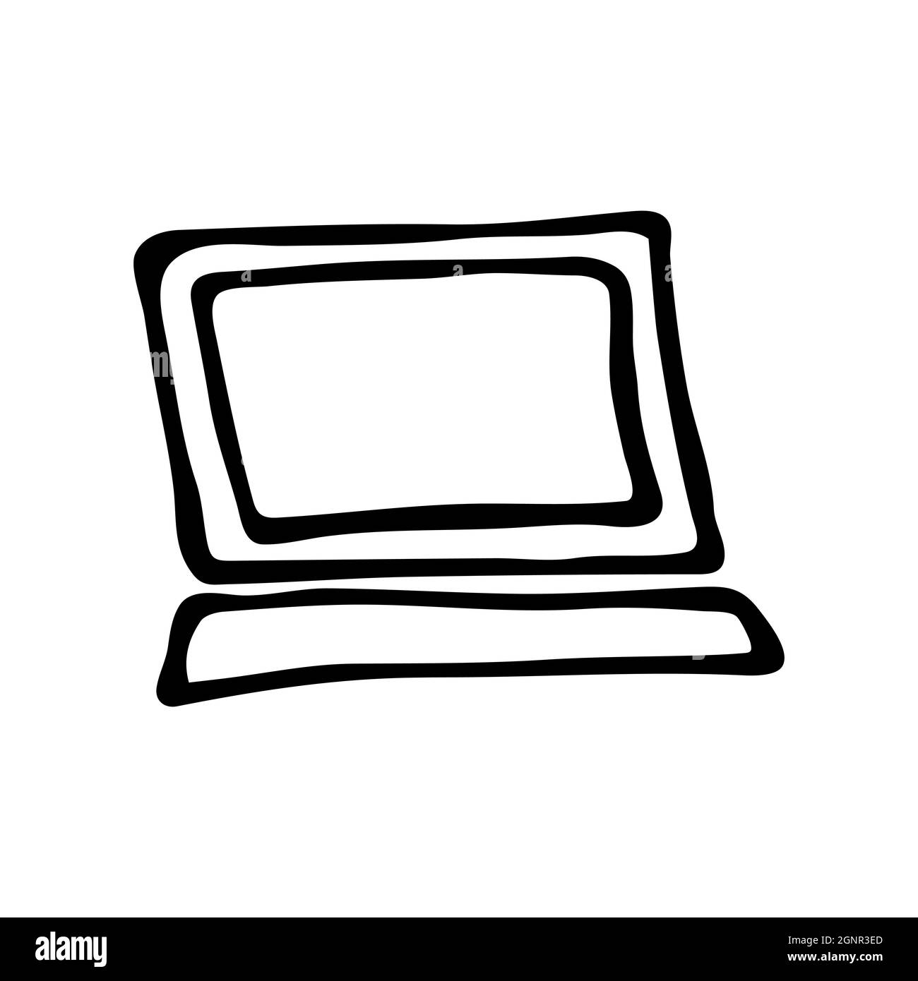 Ordinateur de style Doodle dessiné à la main en vecteur. Illustration isolée sur fond blanc. Pour le design intérieur, le papier peint, l'emballage, l'affiche Illustration de Vecteur