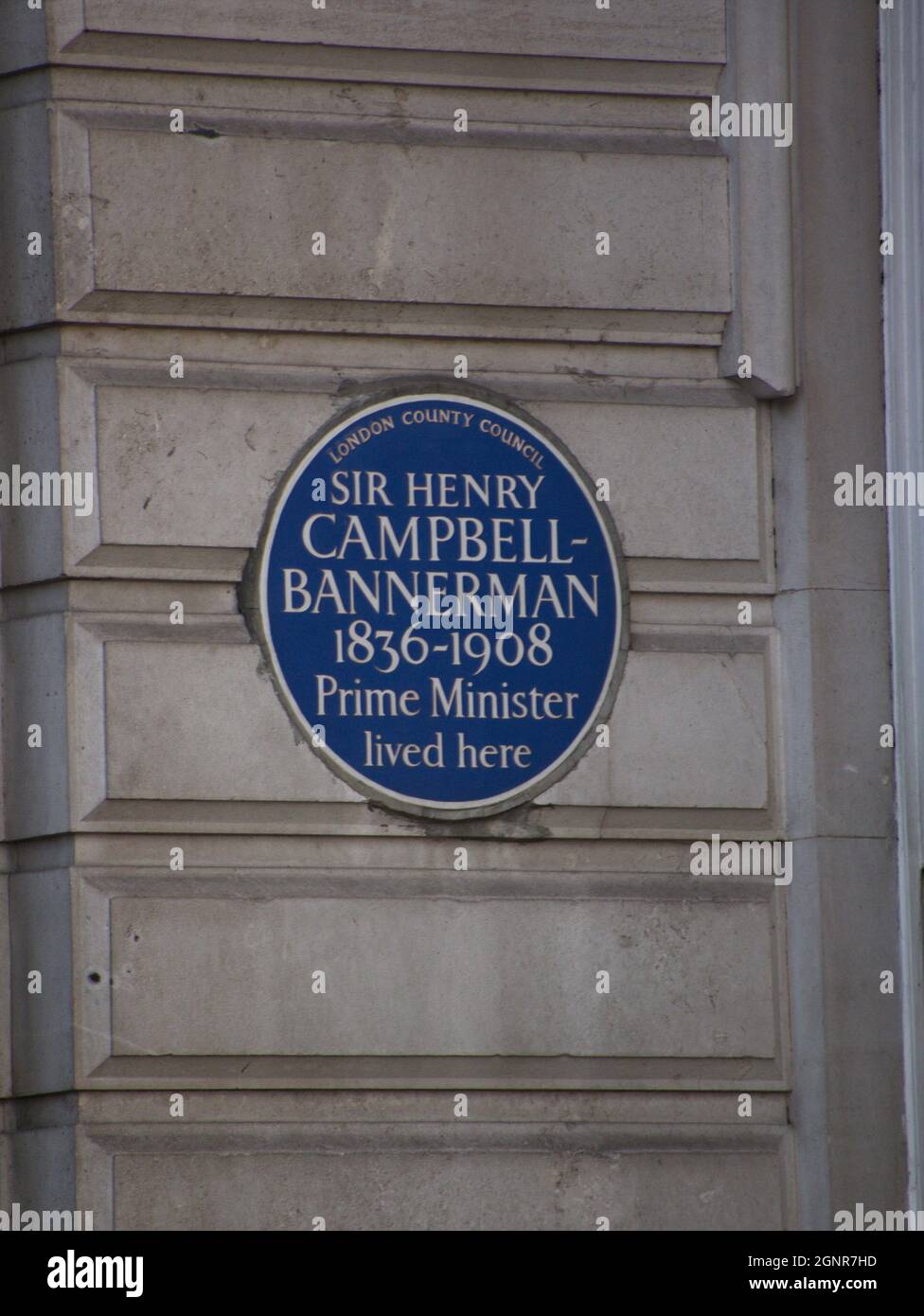 Memorial Blue plaque en l'honneur de Sir Henry Campbell-Bannerman, Londres, Royaume-Uni. Banque D'Images