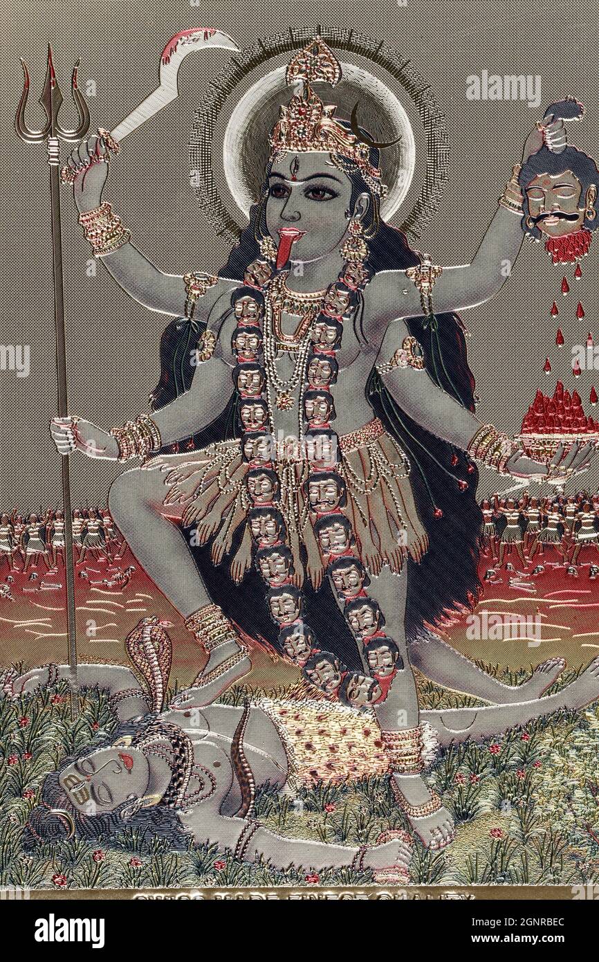 Kali : Déesse hindoue du temps, de la création, de la destruction, de la violence et du pouvoir. Banque D'Images