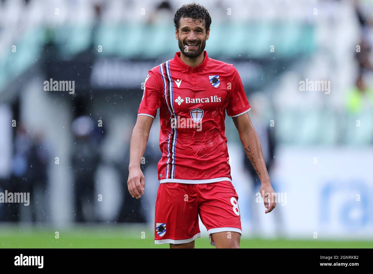 Antonio Candreva de l'UC Sampdoria regarde pendant la série Un match entre Juventus FC et UC Sampdoria. Banque D'Images