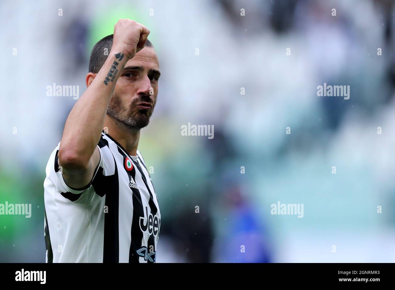 Leonardo Bonucci de Juventus FC fêtez à la fin de la série Un match entre Juventus FC et UC Sampdoria. Banque D'Images