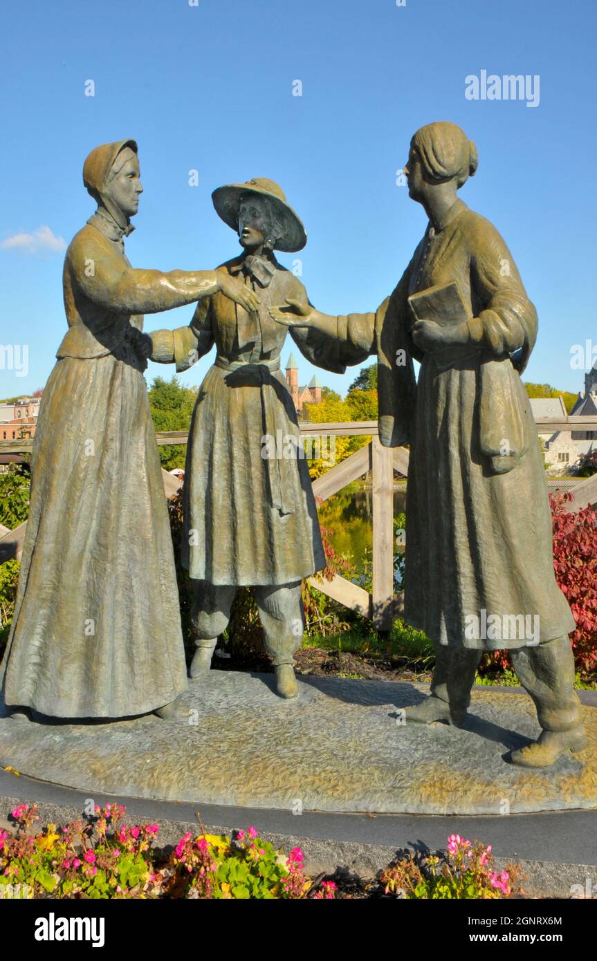 Statue de Susan B Anthony Amelia Bloomer et Elizabeth Cady Stanton Seneca Falls, New York Banque D'Images