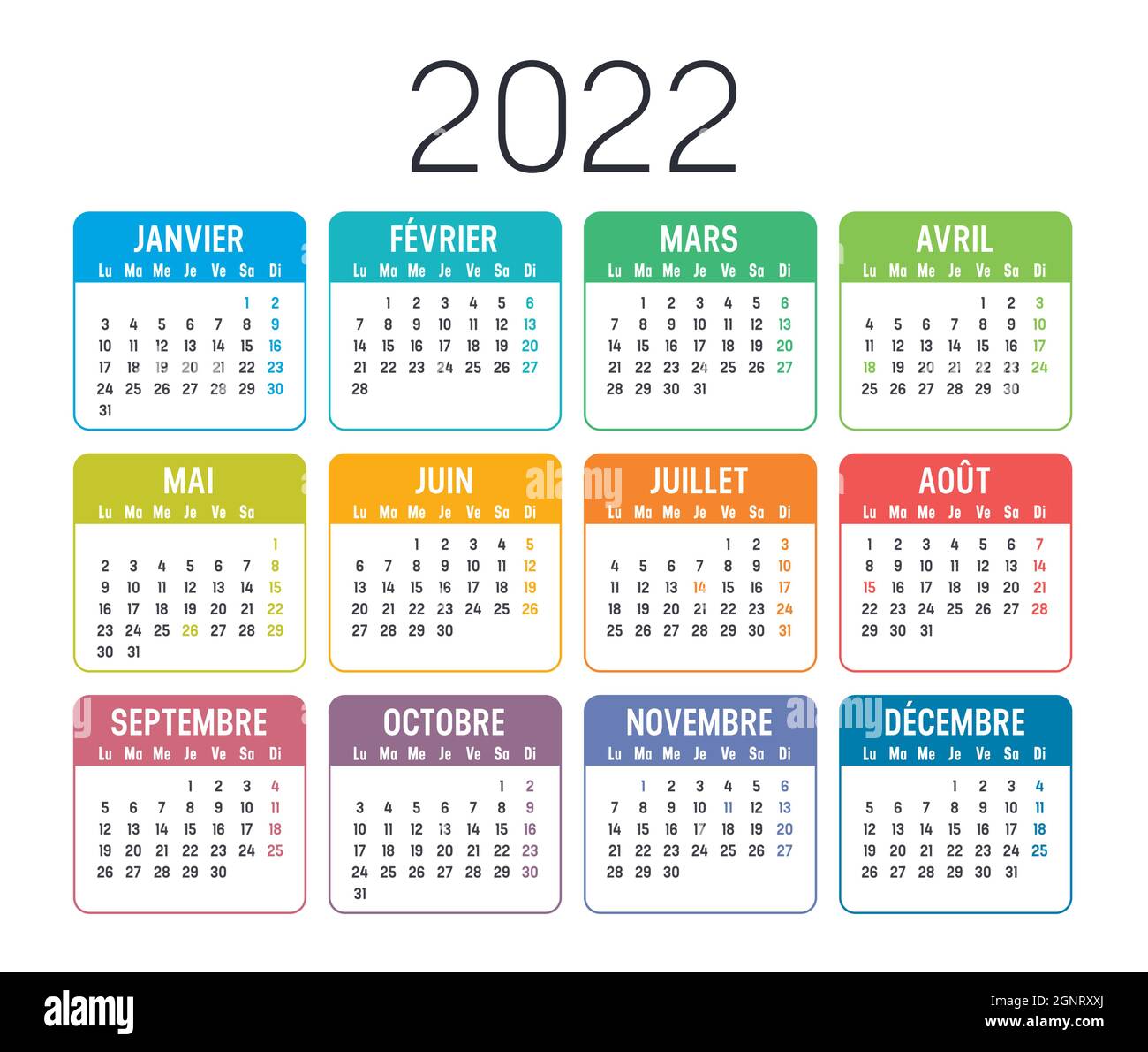 Calendrier 2022 français Banque de photographies et d'images à haute  résolution - Alamy