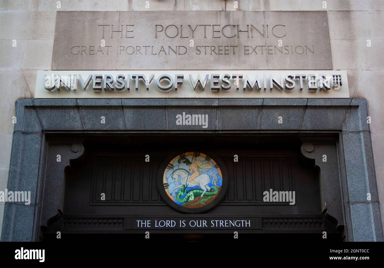 L'entrée de la Westminster Law School, une partie de l'Université de Westminster dans le centre de Londres Banque D'Images