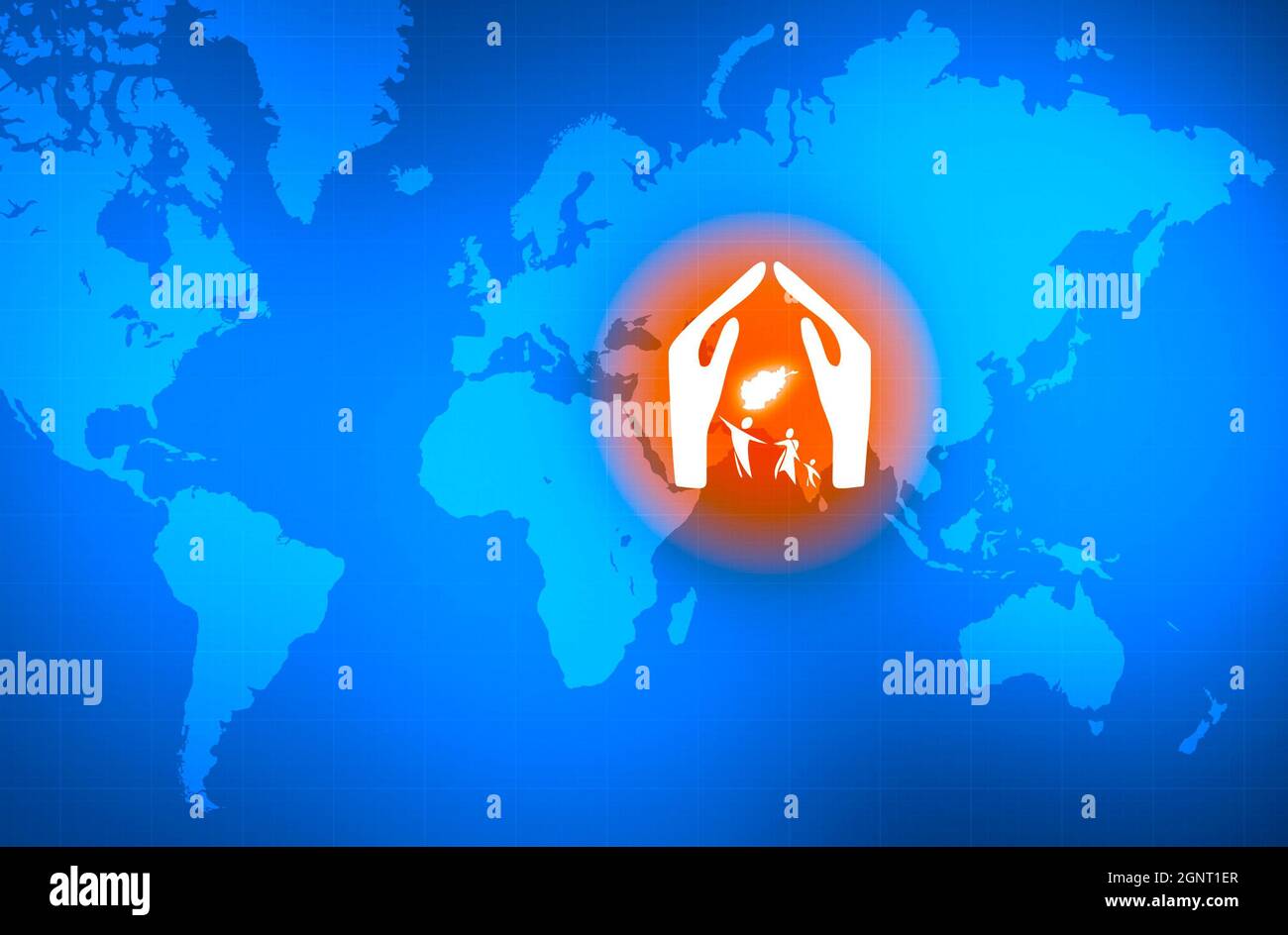 Réfugiés et immigrants à la recherche d'une nouvelle espérance de vie. Carte de l'Afghanistan. Silhouette. Abandonnez leurs terres pour un avenir meilleur. Carte du monde. Banque D'Images