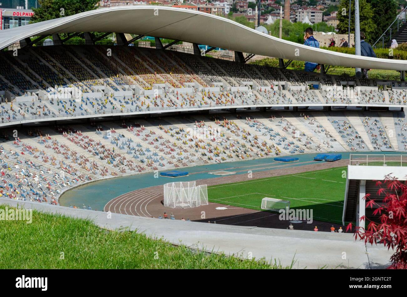 Une réplique du stade olympique Ataturk au Musée Miniaturk, Istanbul, Turquie. Banque D'Images