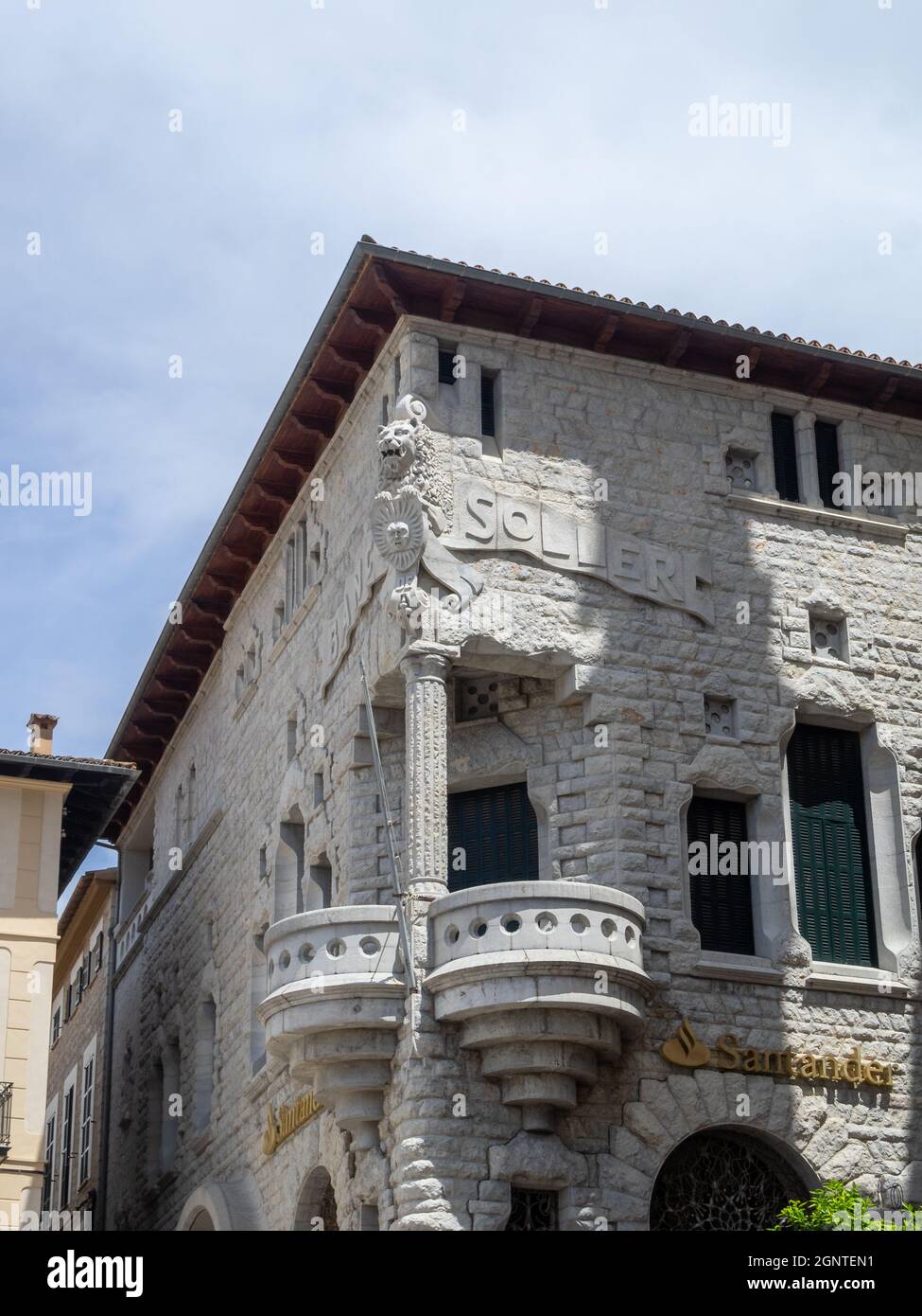 Banco de Sóller détail de bâtiment moderniste Banque D'Images