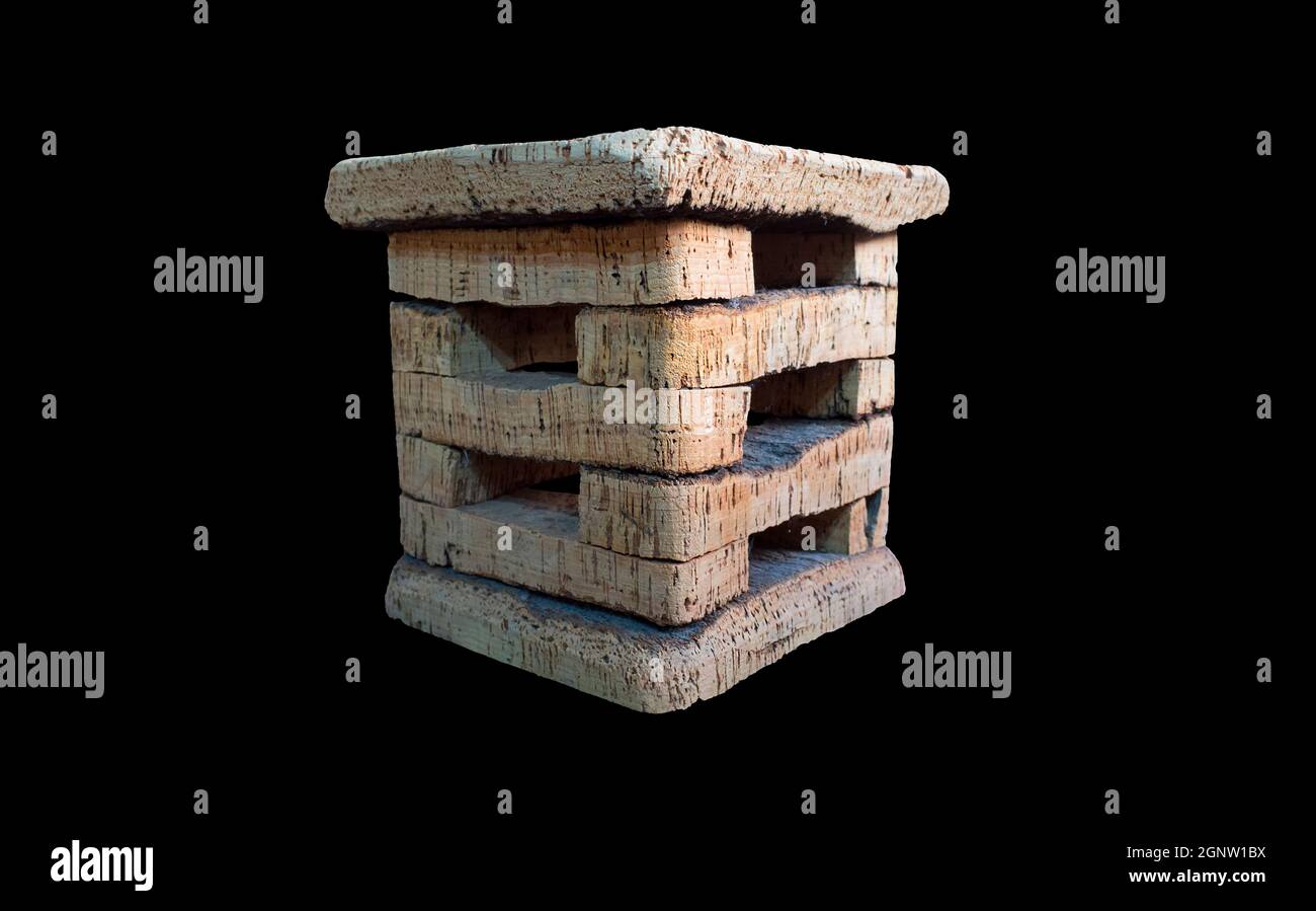 Tabouret en liège, Senton ou souche. Décoration rustique d'Estrémadure, Espagne Banque D'Images