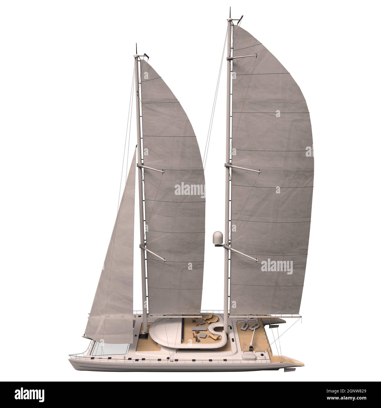 Illustration 3D catamaran isolé sur fond blanc Banque D'Images
