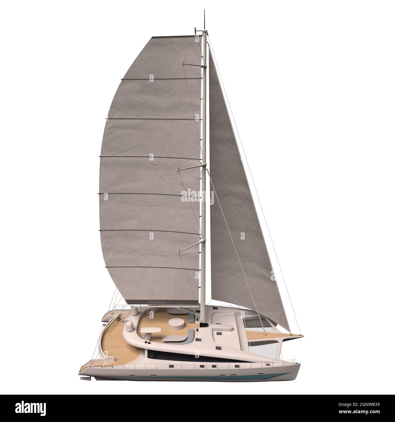 Illustration 3D catamaran isolé sur fond blanc Banque D'Images