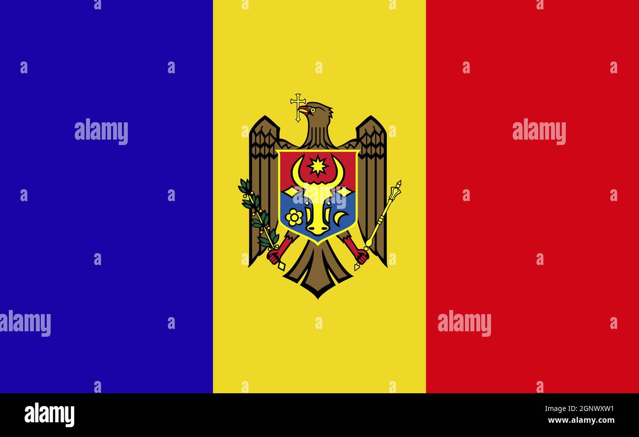 Drapeau national de Moldova dans des proportions exactes - illustration vectorielle Banque D'Images