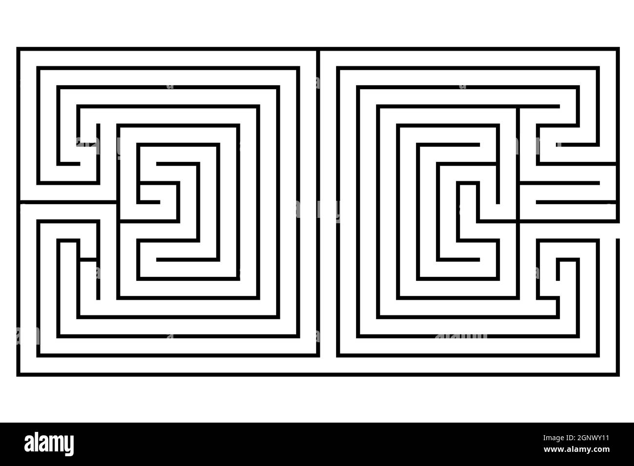 Double labyrinthe en forme de deux carrés Illustration de Vecteur