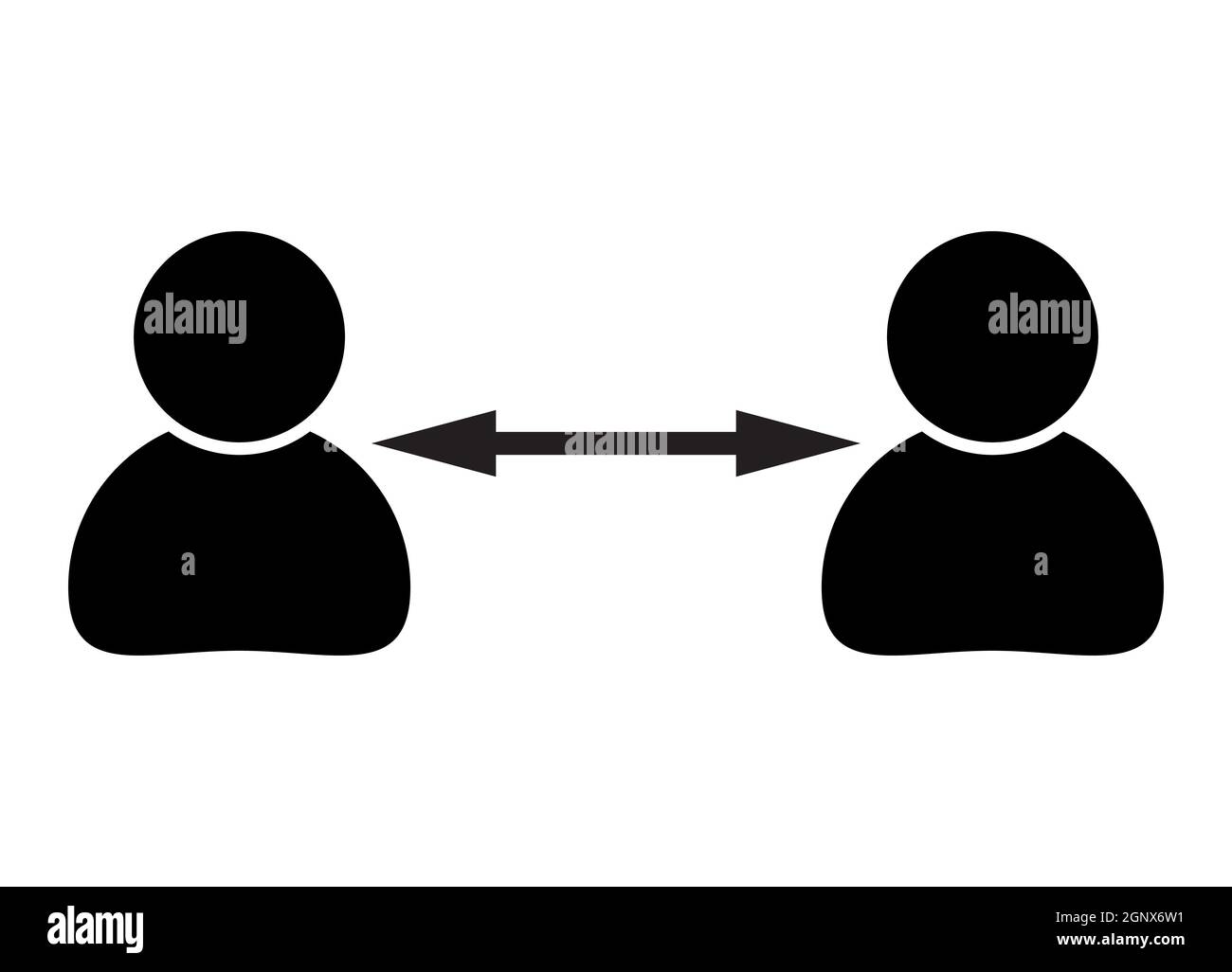 Symbole de distance sociale. Icône noire de la prévention du virus corona. Gardez la distance phisique contre le covid-19. Infographie vectorielle avec corps humain isolé sur fond blanc. Illustration de Vecteur