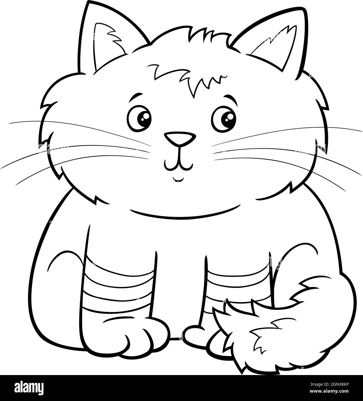 jolie page de livre de coloriage de personnages de dessin animé de chat ou de chaton Illustration de Vecteur