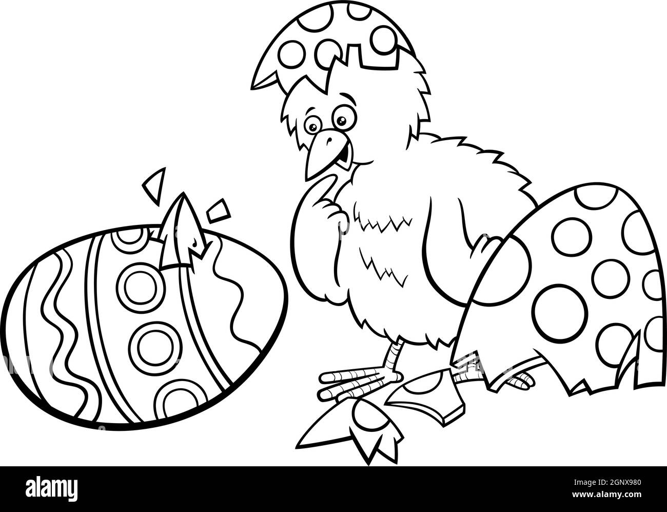 Poussin de Pâques éclos à partir de la page de livre de coloriage de