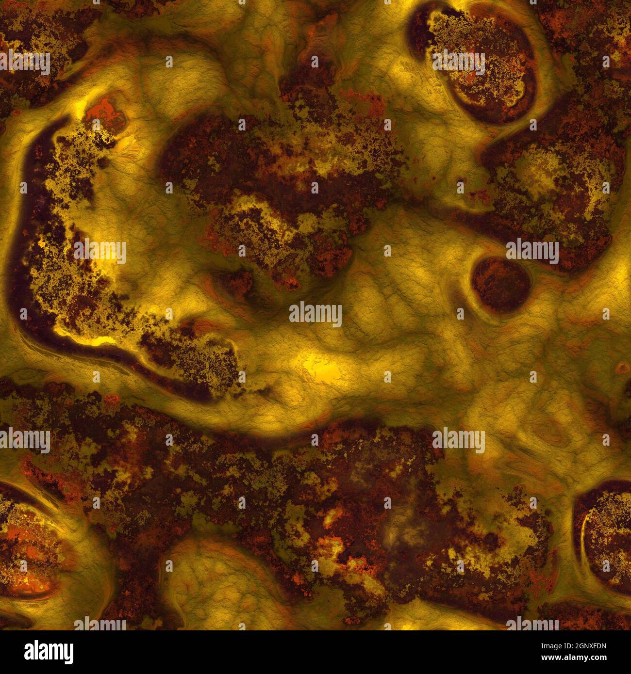 Illustration 3D de texture à motif de reflux acide jaune et rouge rouille Banque D'Images