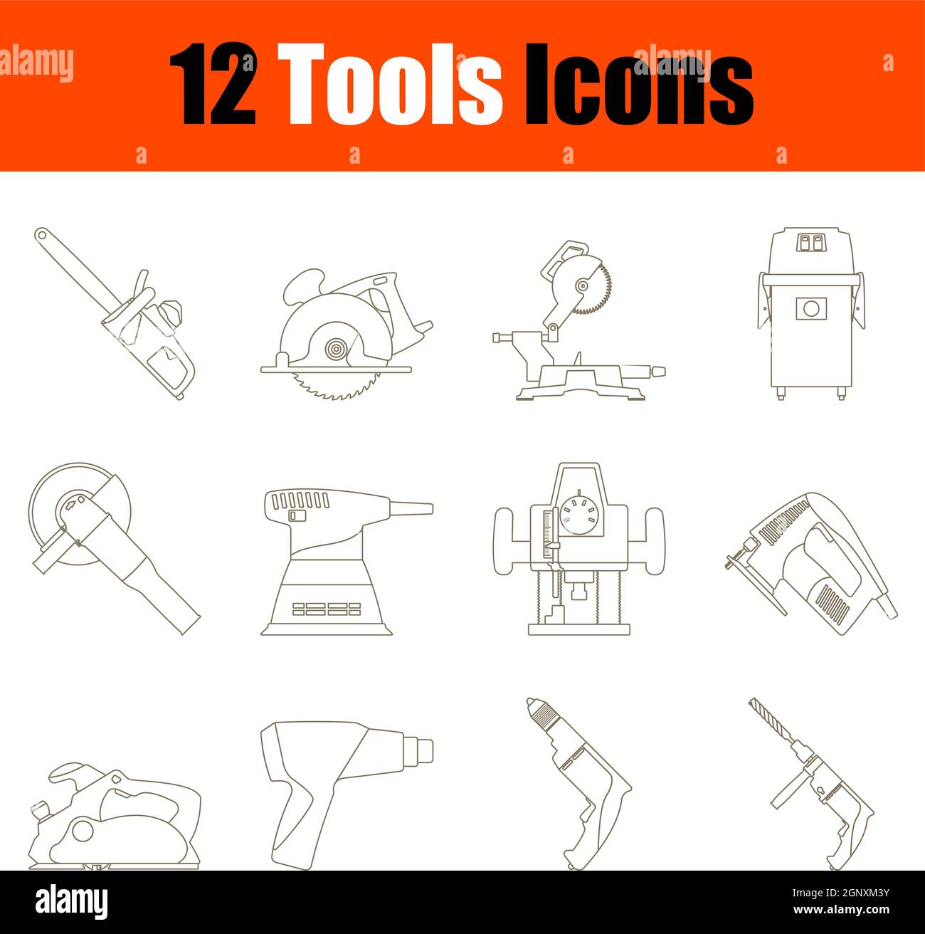 Ensemble d'icônes d'outils Illustration de Vecteur