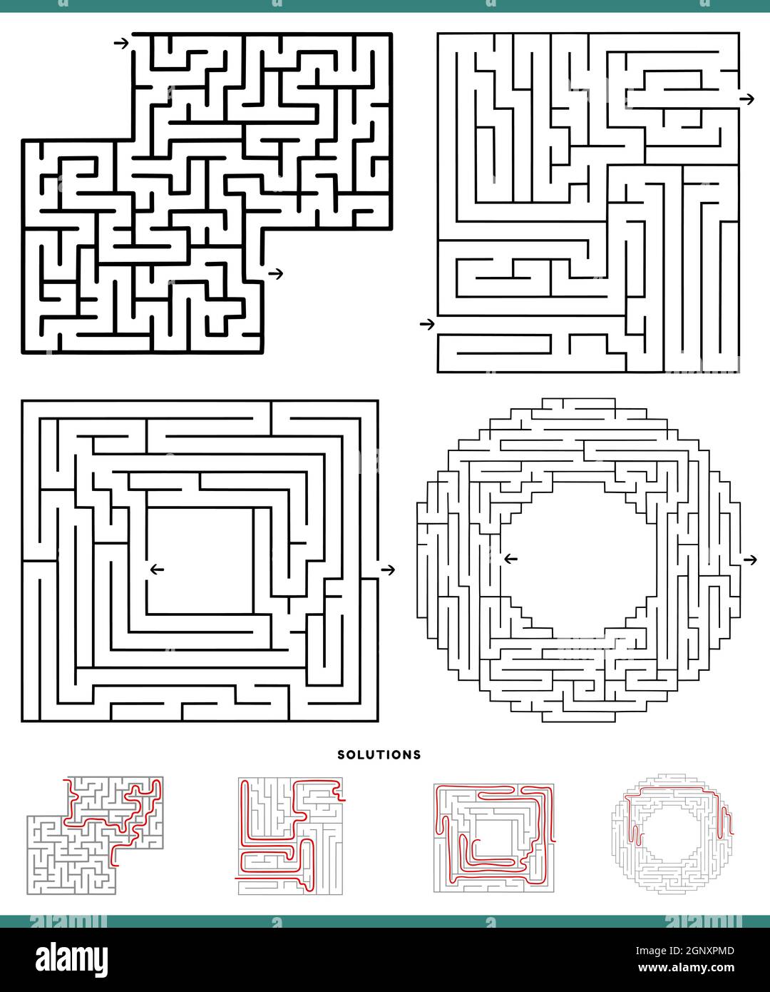 jeux de labyrinthe avec des solutions Illustration de Vecteur