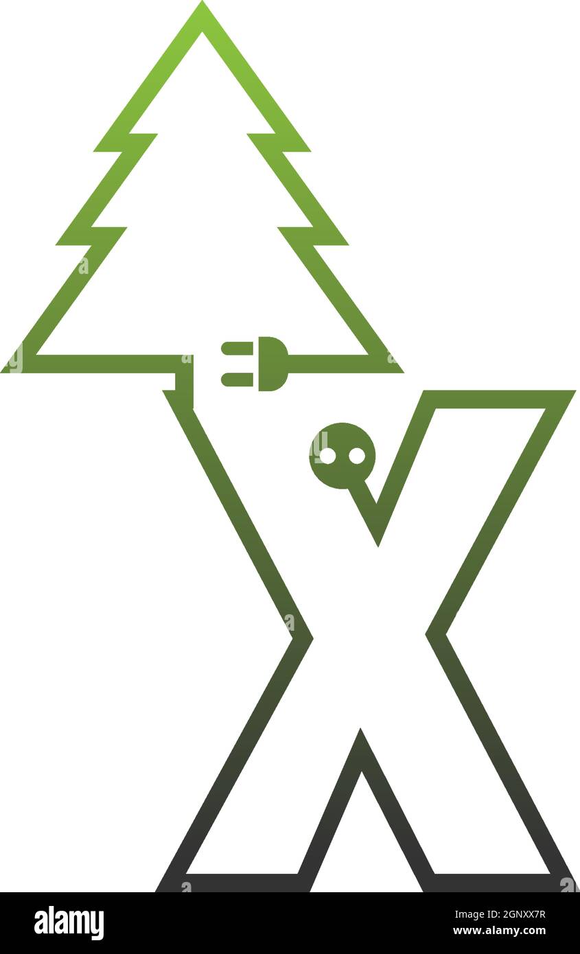 Arbre de lettres logo, concept lettre + vecteur d'arbre d'icônes Illustration de Vecteur