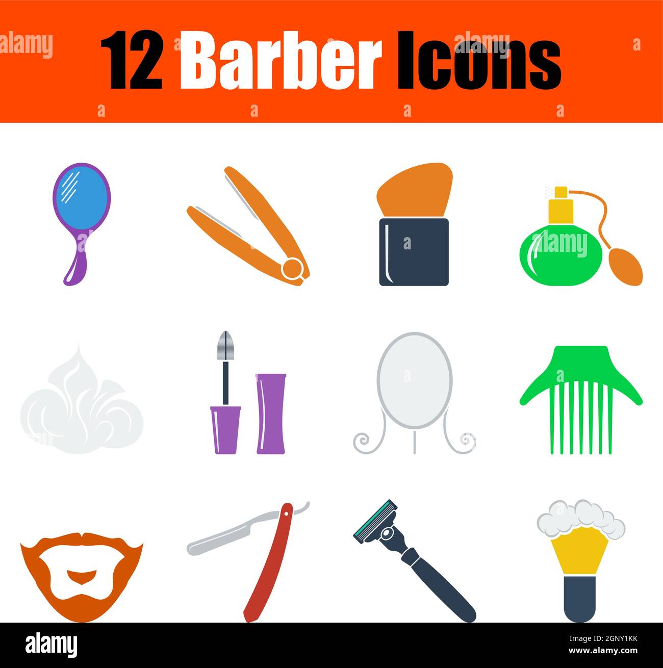 Ensemble d'icônes de barbier Illustration de Vecteur