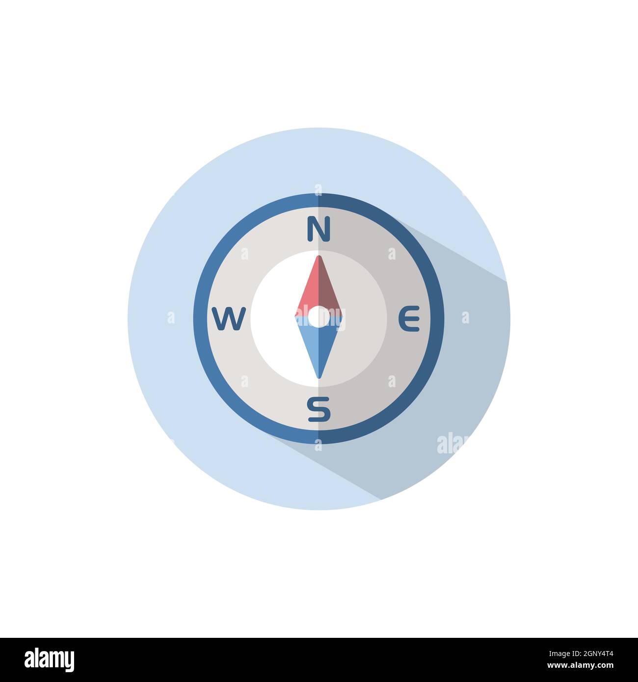 Direction nord du compas. Icône plate sur un cercle. Illustration du vecteur météo Illustration de Vecteur
